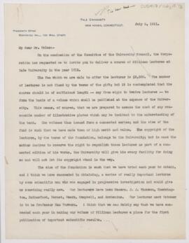 Letter to William Osler, July 6, 1911