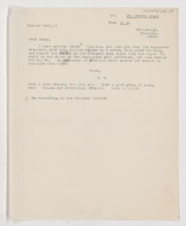 Letter to John George Adami, (May 1907 ?)