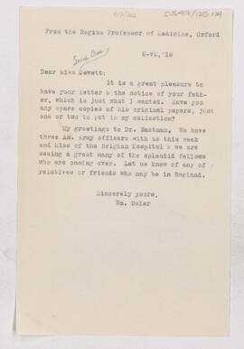 Letter to Miss Jewett, June 8, 1918