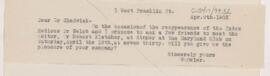 Letter to J.R. Chadwick, April 9, 1903