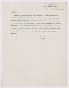 Letter to Joseph Hersey Pratt, November 26, 1904