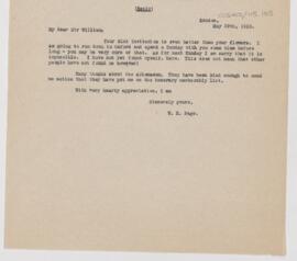 Letter to William Osler, May 29, 1913