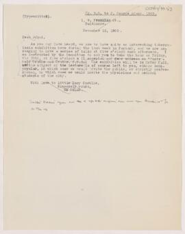 Letter to John George Adami, December 15, 1903