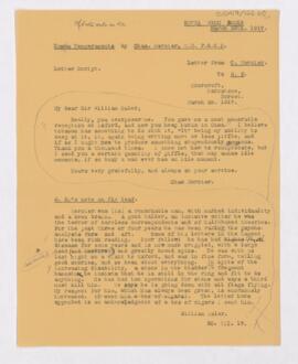 Letter to William Osler, March 29, 1917