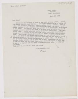 Letter to Mabel Brewster, March 15, 1909