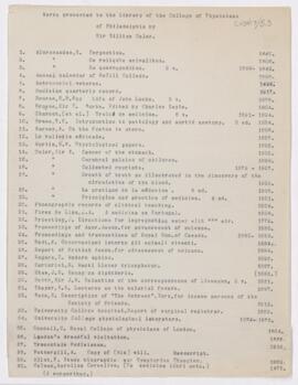 Works presented to the Library of the College of Physicians of Philadelphia by Sir William Osler