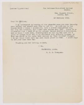 Letter to William Osler, February 15, 1918