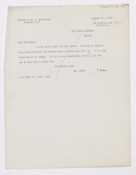 Letter to Marion Harry Spielmann, August 22, 1919