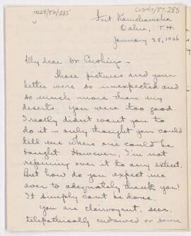 Letter to Harvey Cushing, January 28, 1926