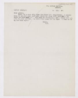 Letter to Thomas Archibald Malloch, March 2, 1917