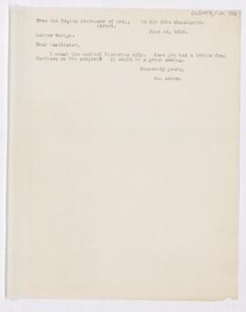 Letter to John Young Walker MacAlister, June 15, 1916