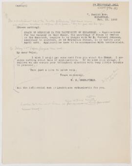 Letter to William Osler, February 23, 1900