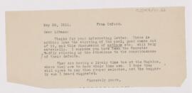 Letter to Emanuel Libman, May 29, 1911