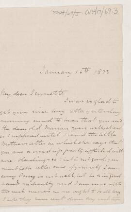 Letter to Jennette Osler, January 16, 1873