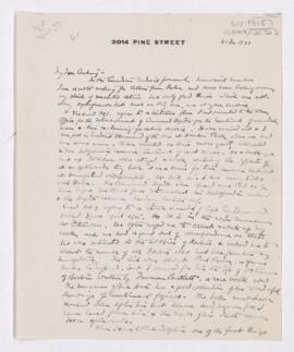 Letter to Harvey Cushing, October 1, 1915