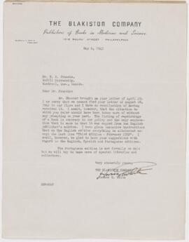 Correspondence, Blakiston Co.
