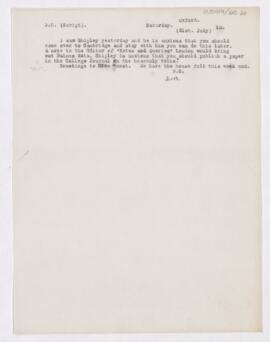 Letter to Thomas Archibald Malloch, July 31, 1915