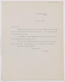 Letter to Charles Daniel Parfitt, June 21, 1911