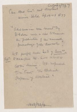 Cushing's notes, Canadian Medical Associationmeeting in Montreal in 1877, September 12-13, 1877