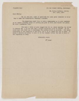 Letter to Robert Philip, November 13, 1909