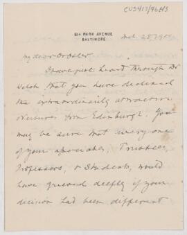 Letter to William Osler, March 28, 1900