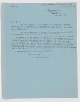 Letter to William Osler, July 7, 1907