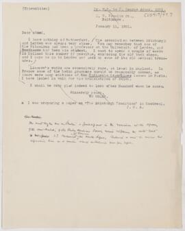 Letter to John George Adami, January 11, 1901