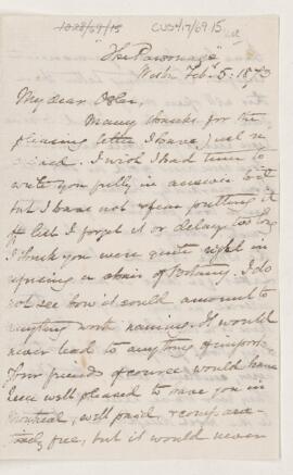 Letter to William Osler, February 5, 1873