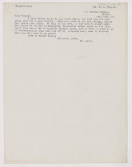 Letter to William Sydney Thayer, July 23, 1910