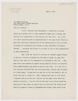 Letter to Harvey Cushing, June 2, 1925