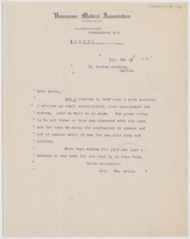 Letter to W. D. Keith, December 29, 1914