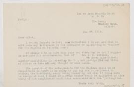 Letter to William Osler, January 25, 1912