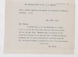 Letter to John Collins Warren, October 19, 1918