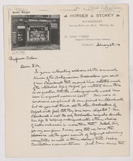 Letter to William Osler, February 4, 1911