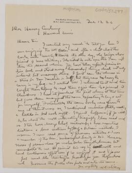 Letter to Harvey Cushing, February 12, 1926