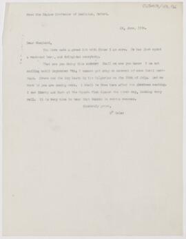 Letter to Francis John Shepherd, June 29, 1914