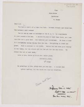Letter to James William White, August 31, 1911