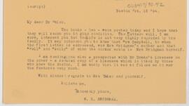 Letter to William Osler, October 15, 1894