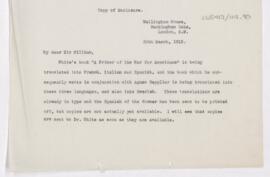 Letter to William Osler, March 20, 1915