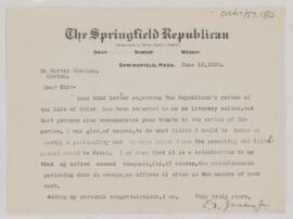 Letter to Harvey Cushing, June 10, 1925