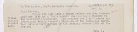 Letter to  Editor of Guy's Hospital Gazette, February 6, 1919