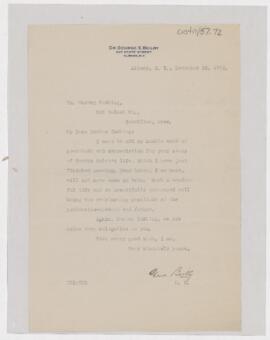 Letter to Harvey Cushing, December 22, 1925