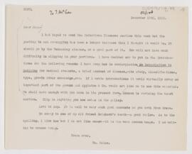 Letter to Thomas McCrae, December 15, 1911