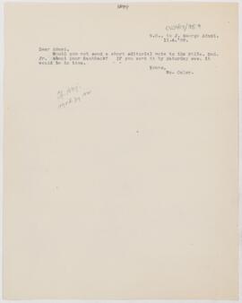 Letter to John George Adami, April 11, 1899