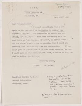 Letter to Charles W. Eliot, December 19, 1902