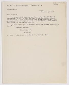 Letter to Spencer Honeyman, December 15, 1910