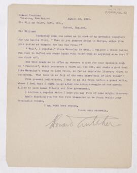 Letter to William Osler, August 23, 1918