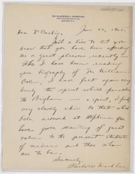 Letter to Harvey Cushing, June 22, 1925
