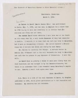 Letter to William Osler, March 2, 1916