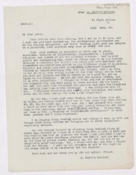 Letter to William Osler, July 26, 1919